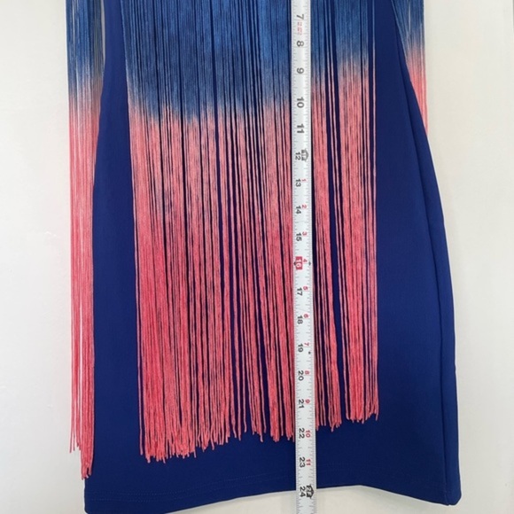 COPY - Royal Blue Mini Dress with Pink Ombré by Rare London US Size 2 xs - Picture 4 of 10